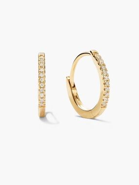 Mejuri Gold Pavé Huggie Earrings